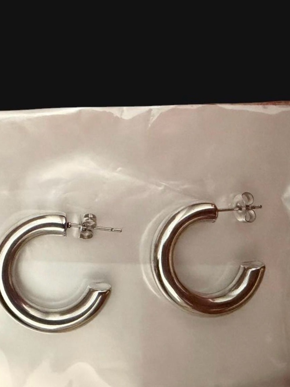Sterling Silver Chunky C-Hoop Stud Earrings